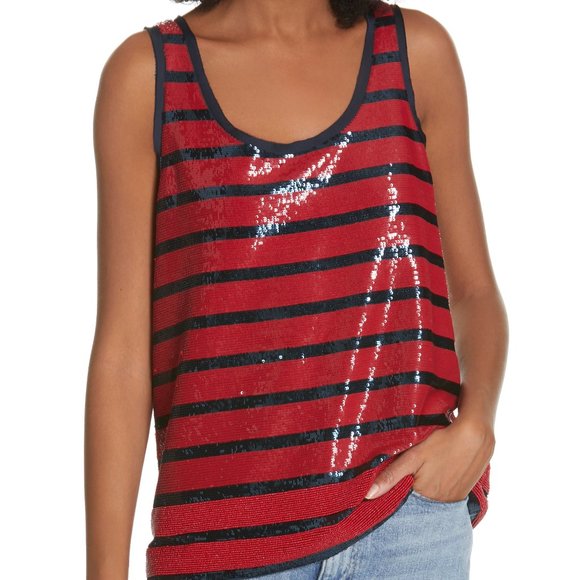 POLO Ralph Luuren Sequin Tank Navy / Red - Picture 3 of 6